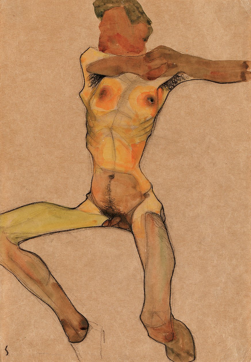 男性裸体，黄色，1910年 作者 埃贡·席勒（Egon Schiele）