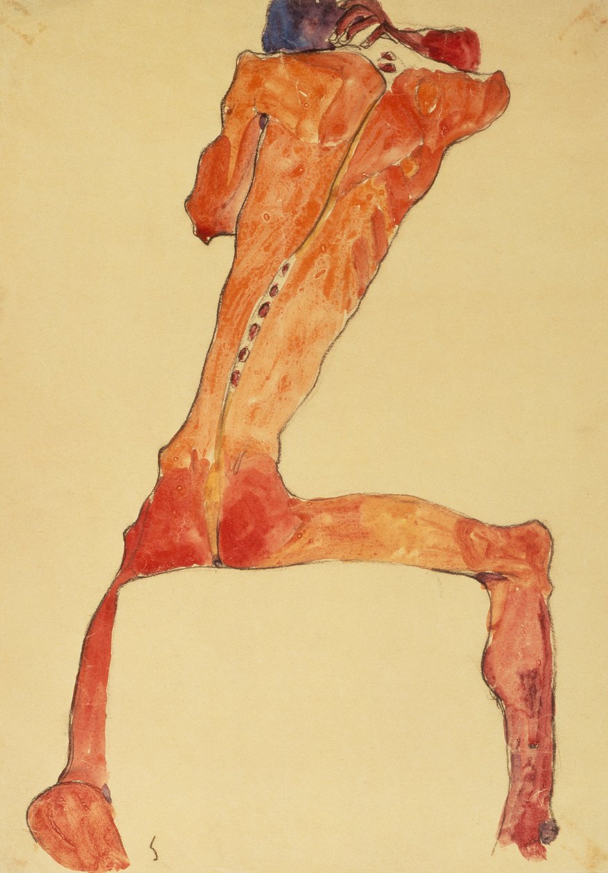 Mannerruckenhaut （铅笔和水彩） 作者 埃贡·席勒（Egon Schiele）