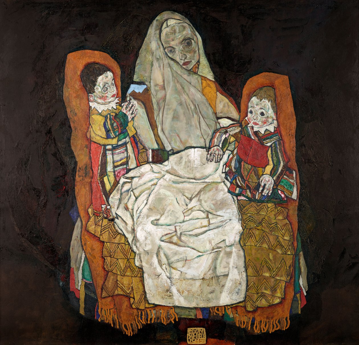 有两个孩子的母亲III，1915-1917。 作者 埃贡·席勒（Egon Schiele）