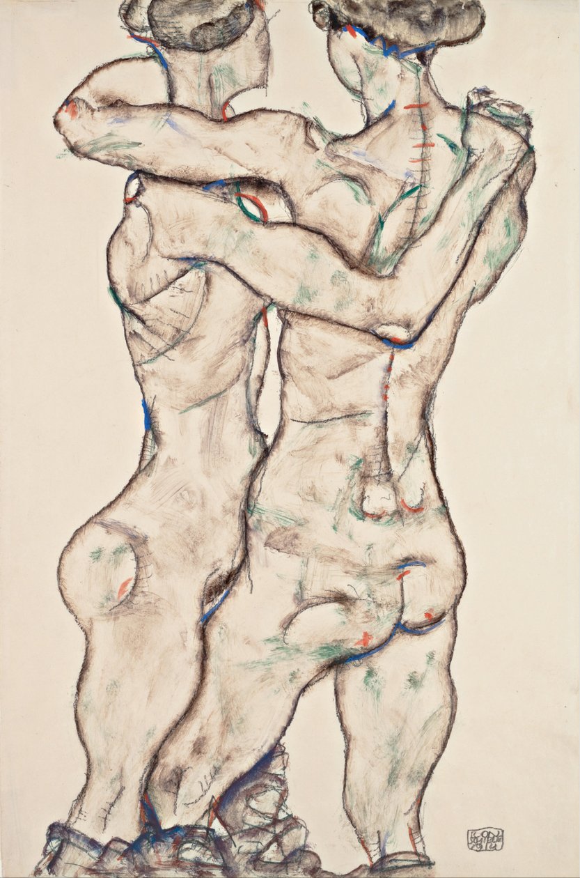 裸体女孩拥抱，1914年 作者 埃贡·席勒（Egon Schiele）