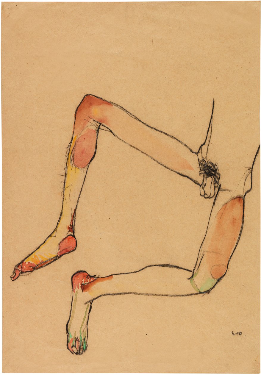 裸体男性腹部，1910年。 作者 埃贡·席勒（Egon Schiele）