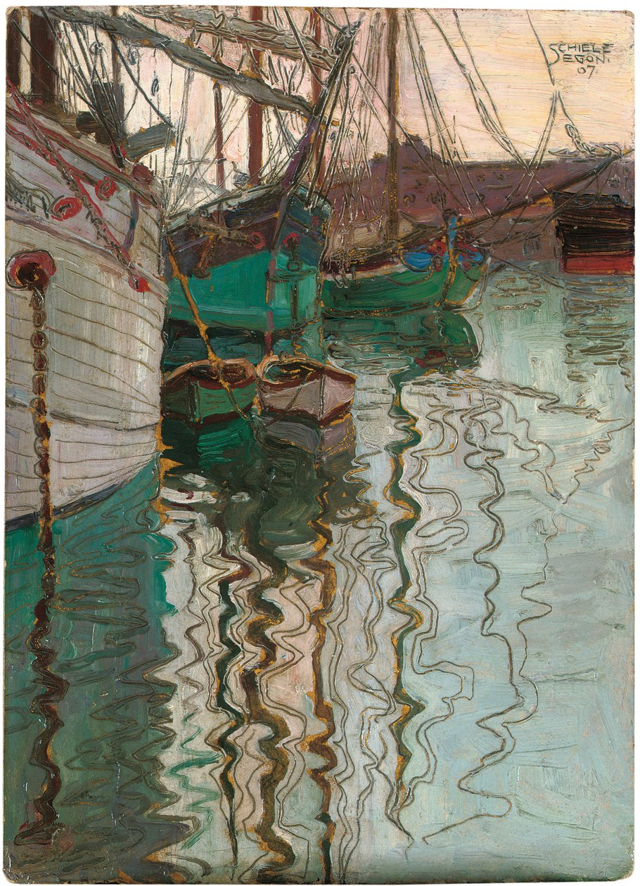 的里雅斯特港，1907年 作者 埃贡·席勒（Egon Schiele）