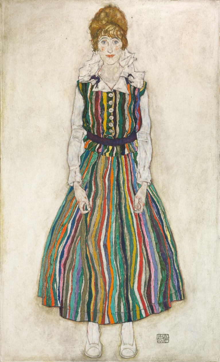艺术家妻子伊迪丝的肖像，1915年 作者 埃贡·席勒（Egon Schiele）