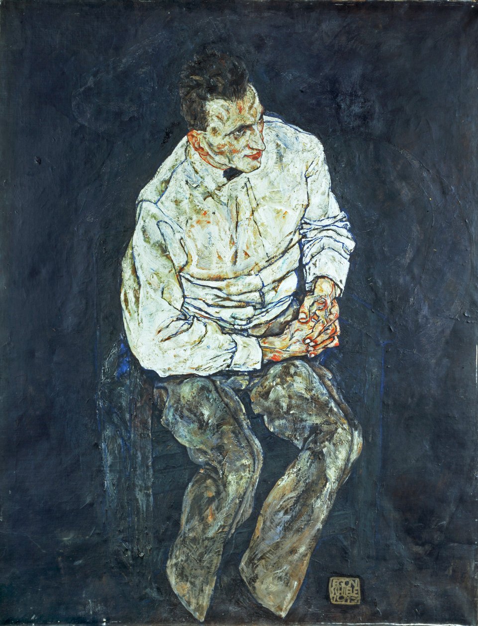 卡尔-格伦瓦尔德肖像... 作者 埃贡·席勒（Egon Schiele）