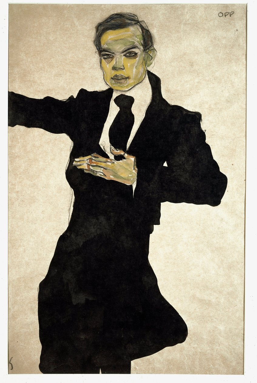Max Oppenheimer（1885-1954）的肖像，德国画家Egon Schiele绘画（1890-1918）， 作者 埃贡·席勒（Egon Schiele）