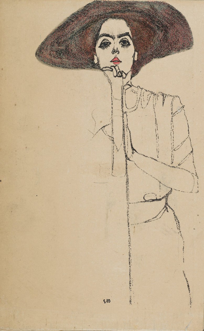 一个女人的画像，1910年。 作者 埃贡·席勒（Egon Schiele）