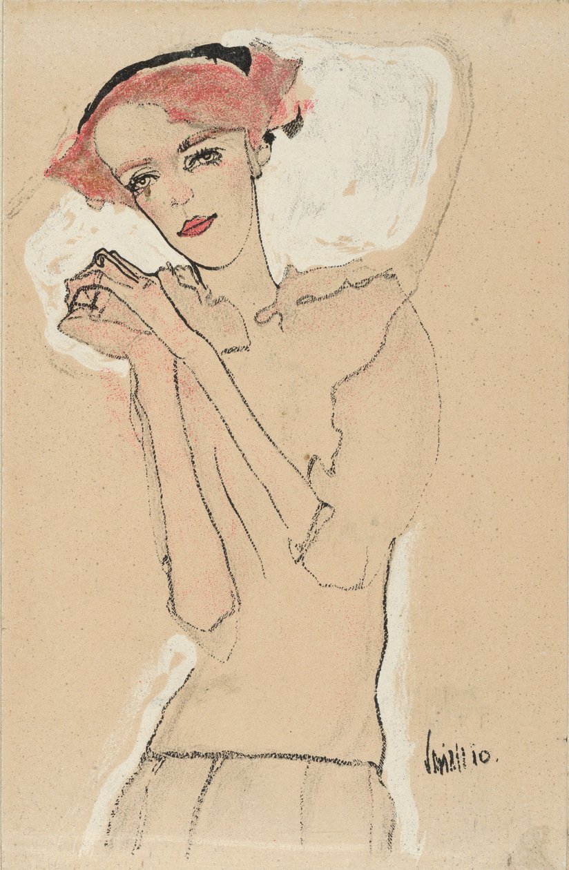 一个女人的画像，1910年。 作者 埃贡·席勒（Egon Schiele）