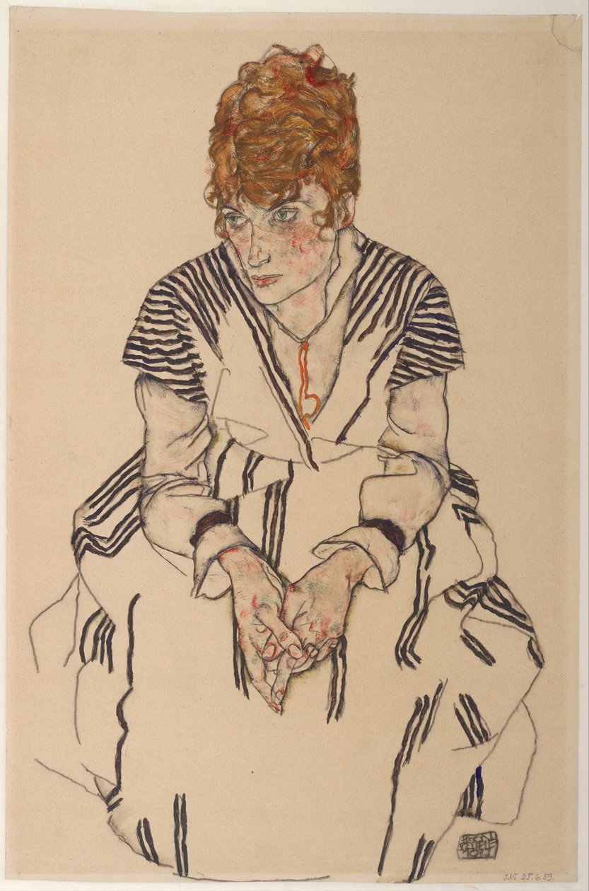 艺术家画像，阿黛尔·哈姆斯，1917年 作者 埃贡·席勒（Egon Schiele）