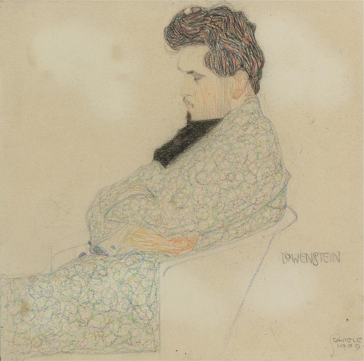 作曲家亚瑟·洛文斯坦的肖像，1909年 作者 埃贡·席勒（Egon Schiele）