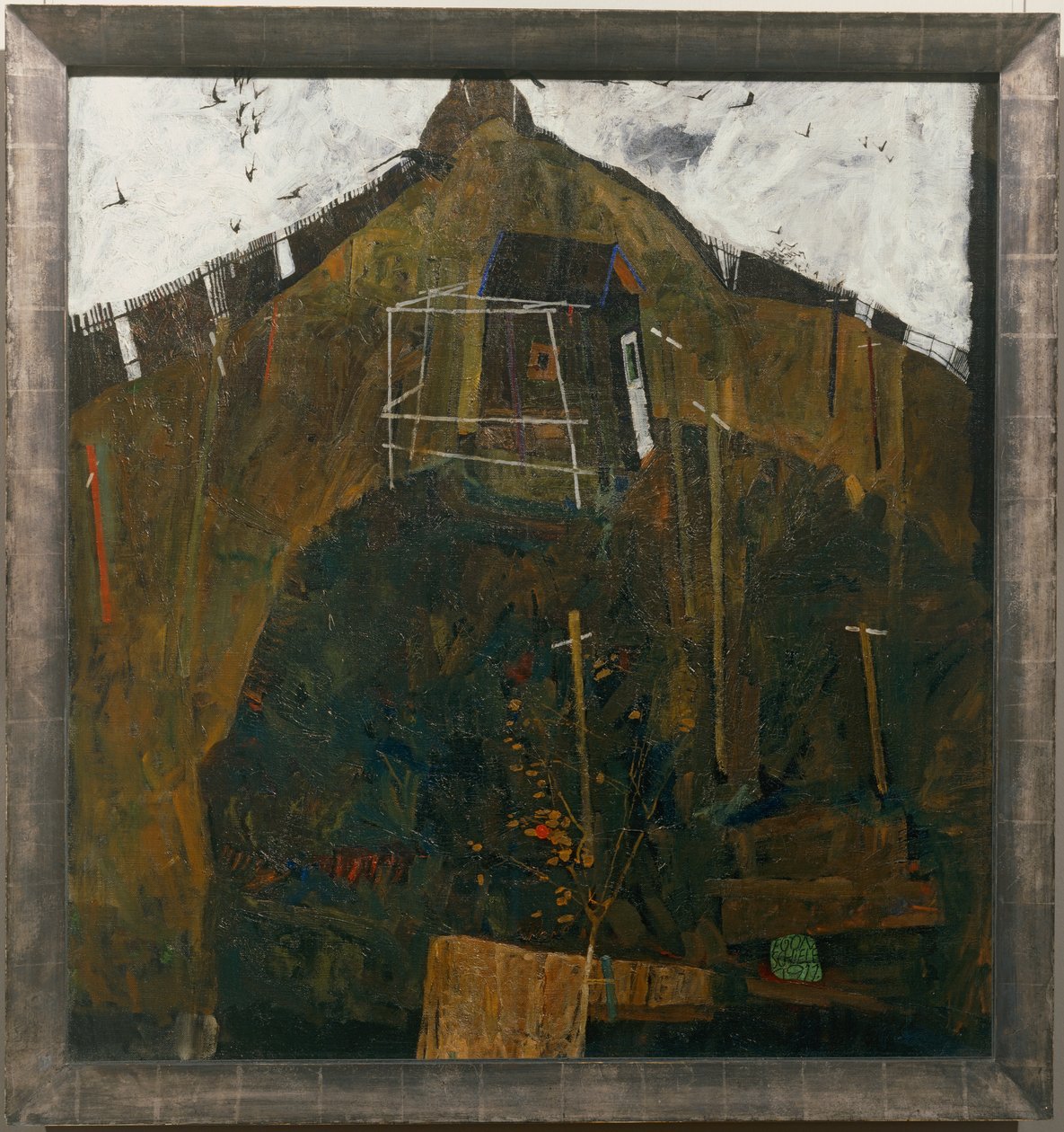 Rabenlandschaft, - 有乌鸦的风景......（布面油画） 作者 埃贡·席勒（Egon Schiele）