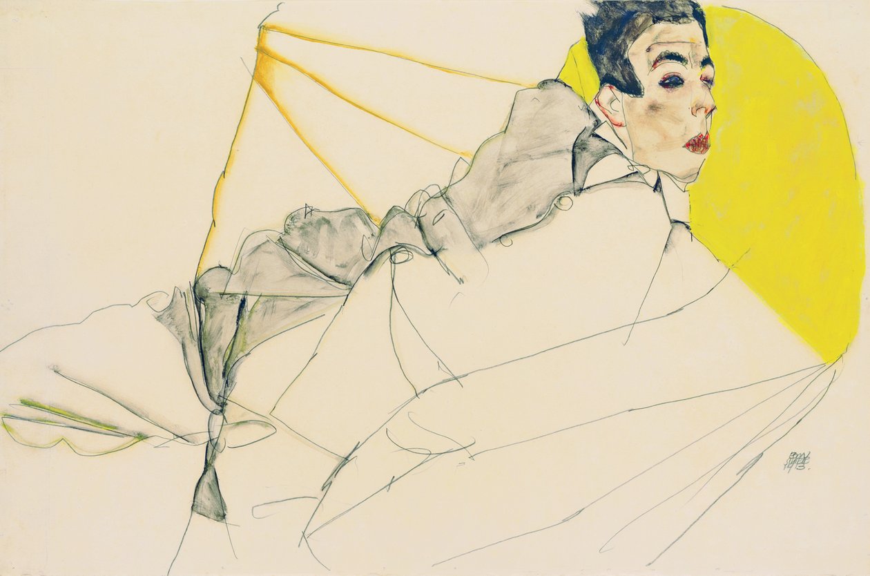 卧卧男孩埃里希·莱德勒（Erich Lederer），1913年 作者 埃贡·席勒（Egon Schiele）