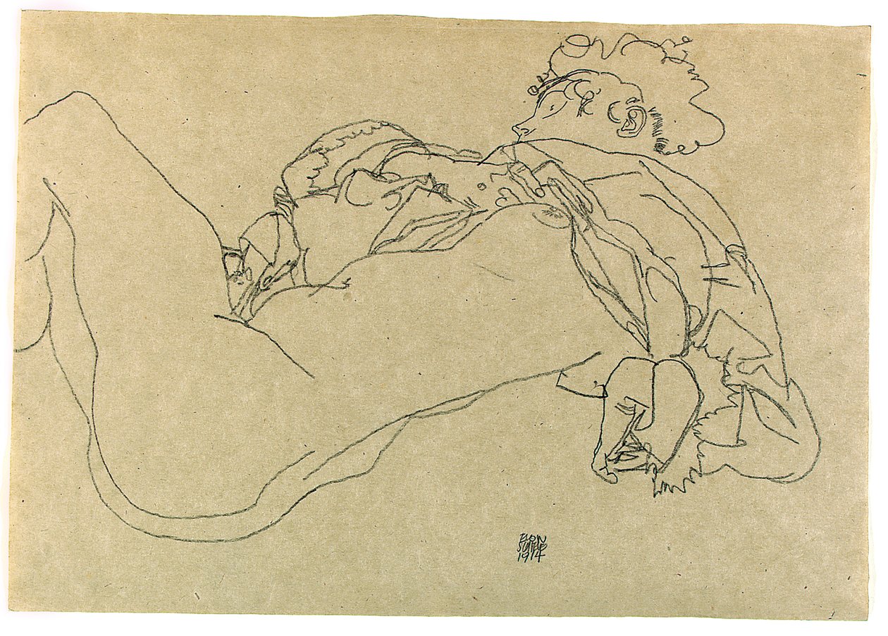 斜倚女性裸体，1914年 作者 埃贡·席勒（Egon Schiele）
