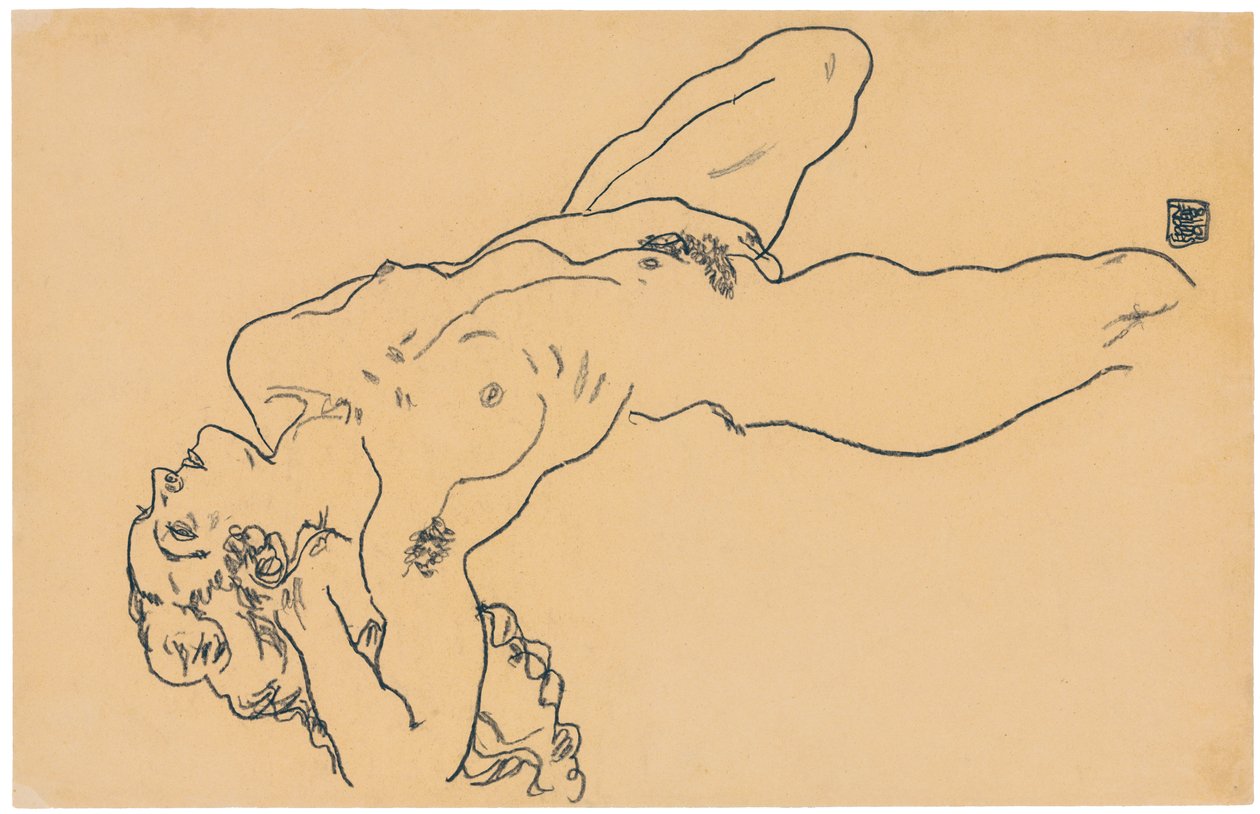 斜倚裸体，1918年 作者 埃贡·席勒（Egon Schiele）