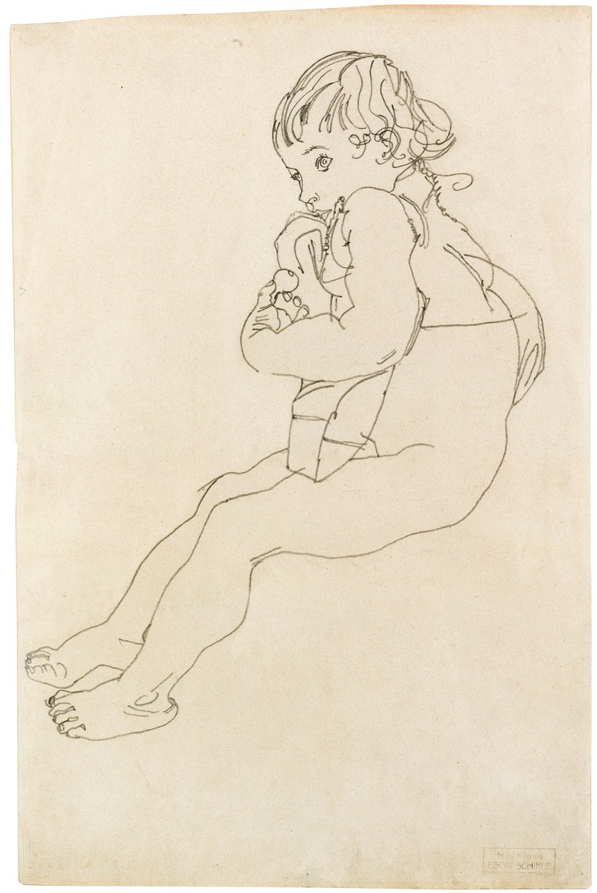 坐着的孩子，1916年 作者 埃贡·席勒（Egon Schiele）