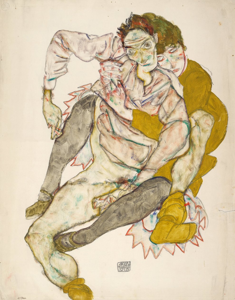 坐着的情侣 作者 埃贡·席勒（Egon Schiele）