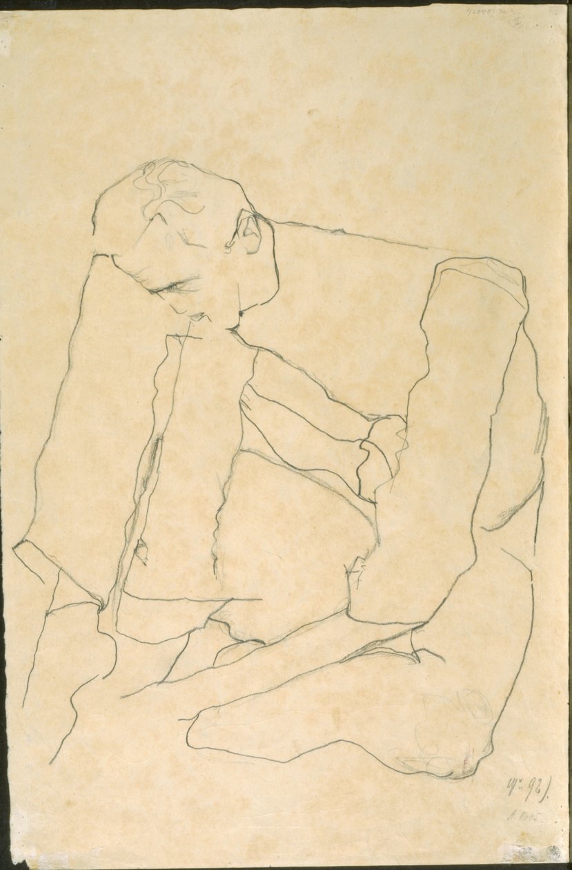 坐着的男人（背面） 作者 埃贡·席勒（Egon Schiele）
