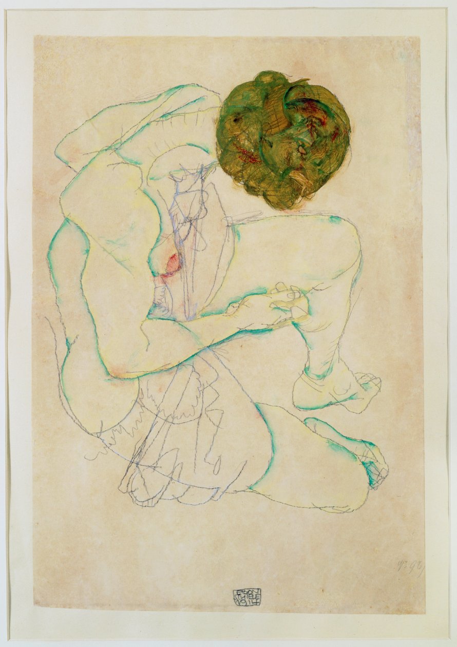 坐姿女性裸体 作者 埃贡·席勒（Egon Schiele）