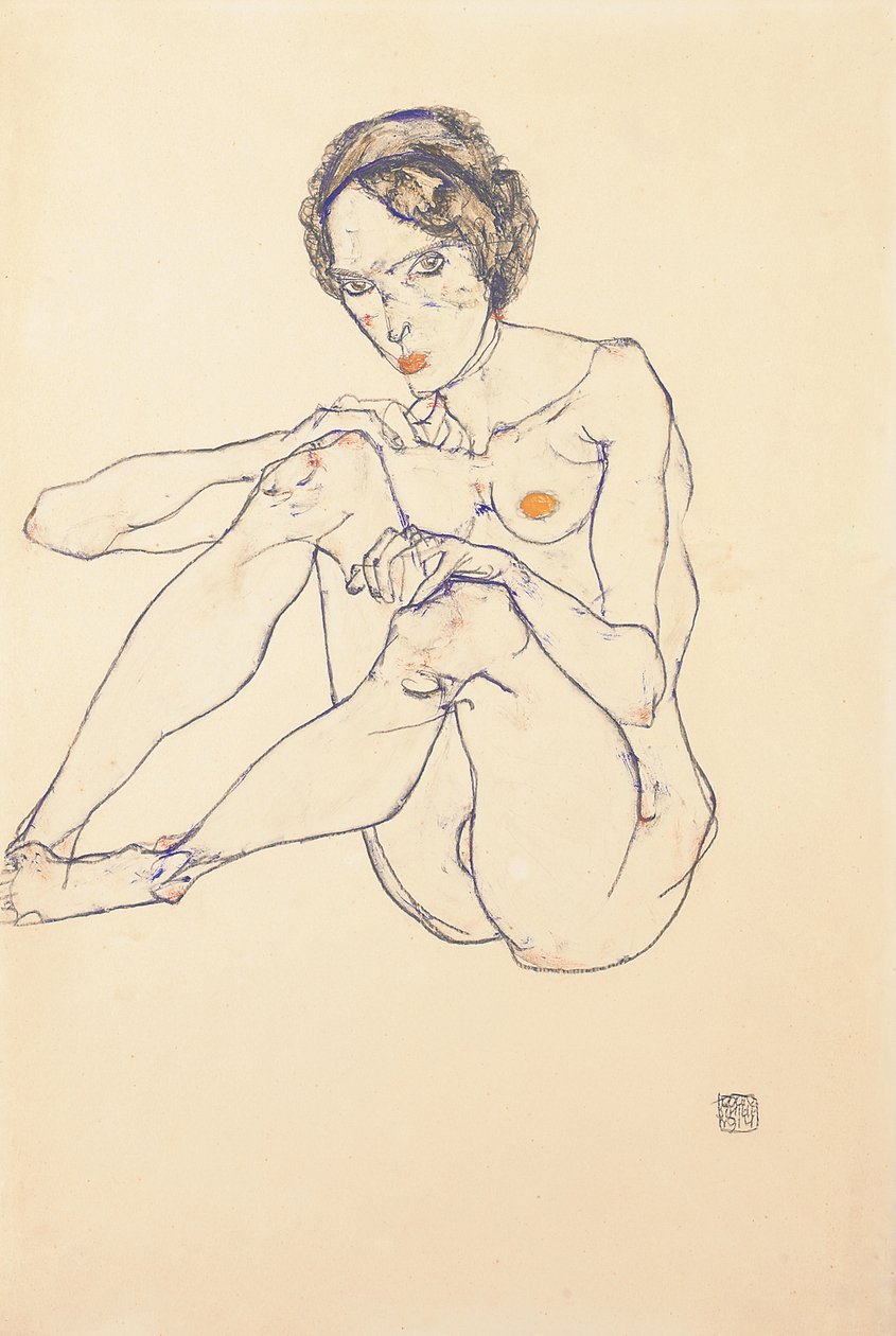 裸女坐像，1914年 作者 埃贡·席勒（Egon Schiele）