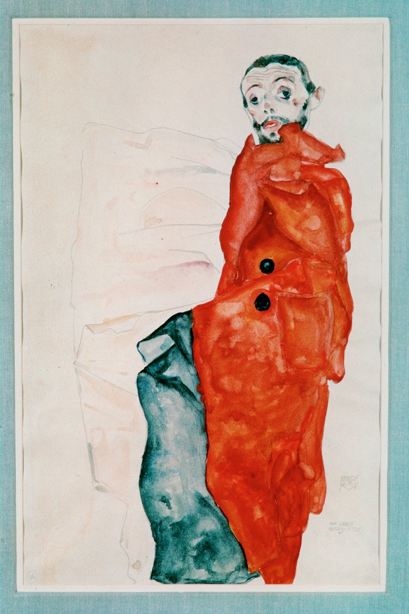 自画像（水彩和铅笔 作者 埃贡·席勒（Egon Schiele）