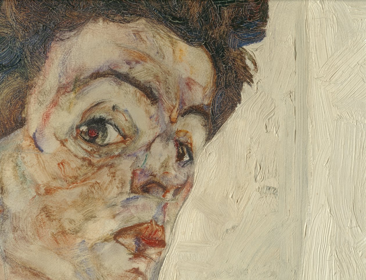 带灯笼果实的自画像...(布面油画和水彩画） 作者 埃贡·席勒（Egon Schiele）