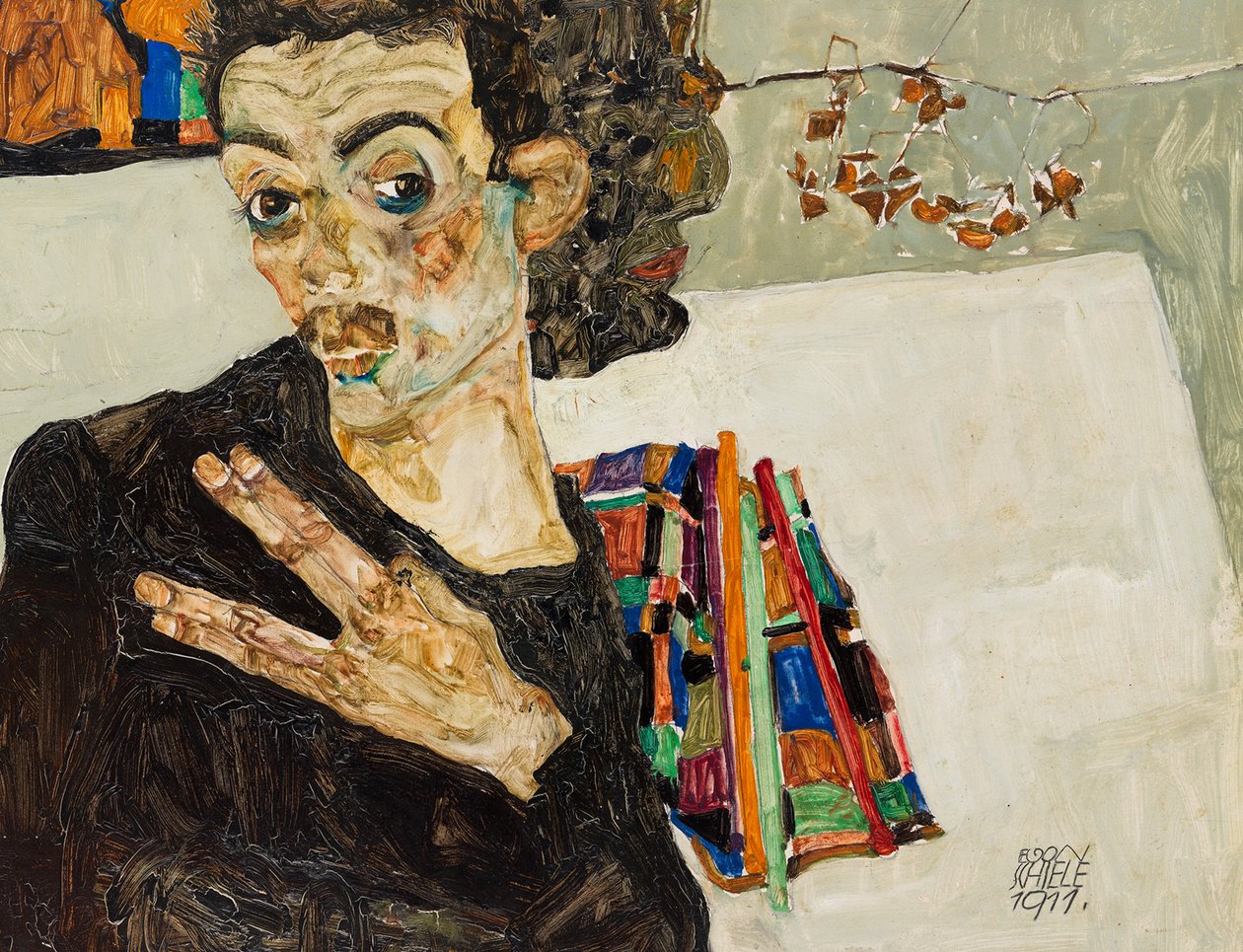 自画像，1911年。 作者 埃贡·席勒（Egon Schiele）