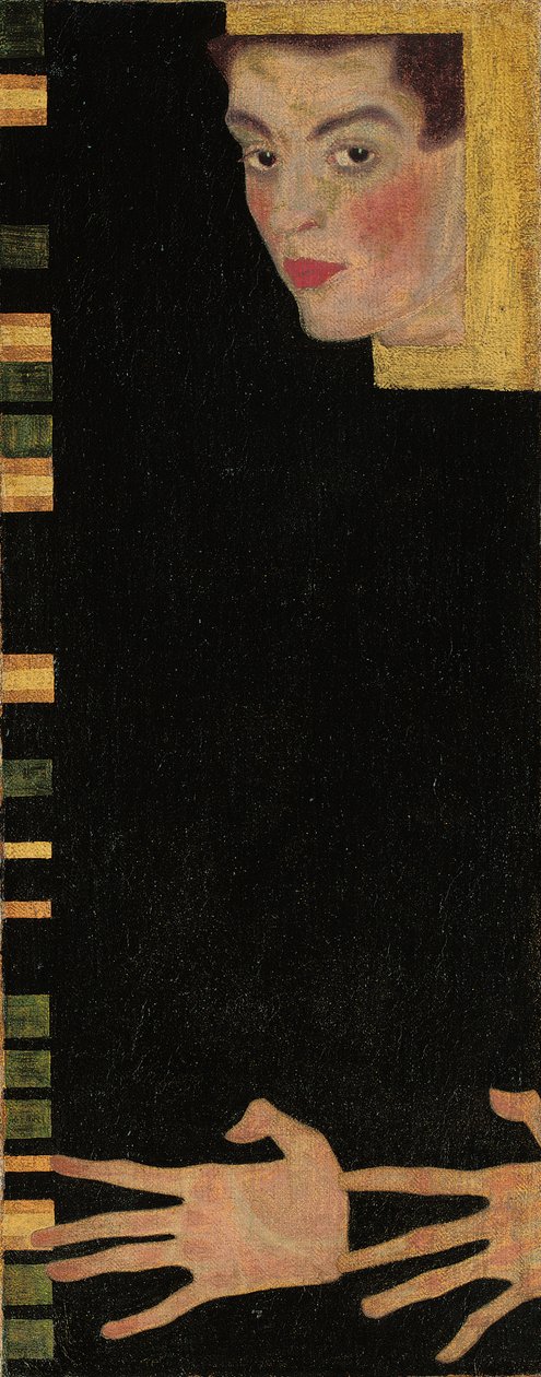 自画像，张开手指，1909年 作者 埃贡·席勒（Egon Schiele）