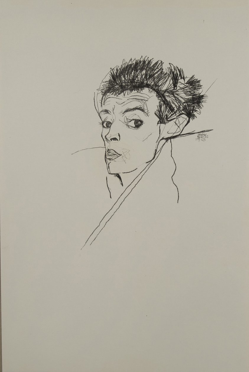 自画像，1913年 作者 埃贡·席勒（Egon Schiele）
