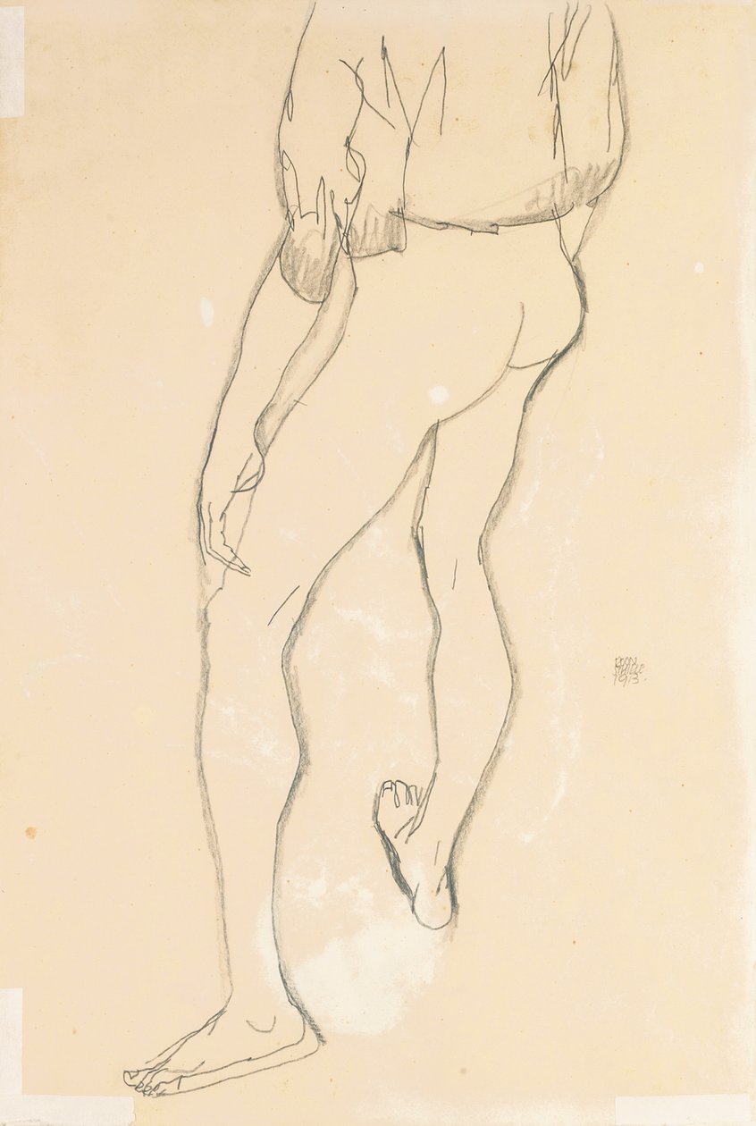 站立的男性裸体，1913年 作者 埃贡·席勒（Egon Schiele）