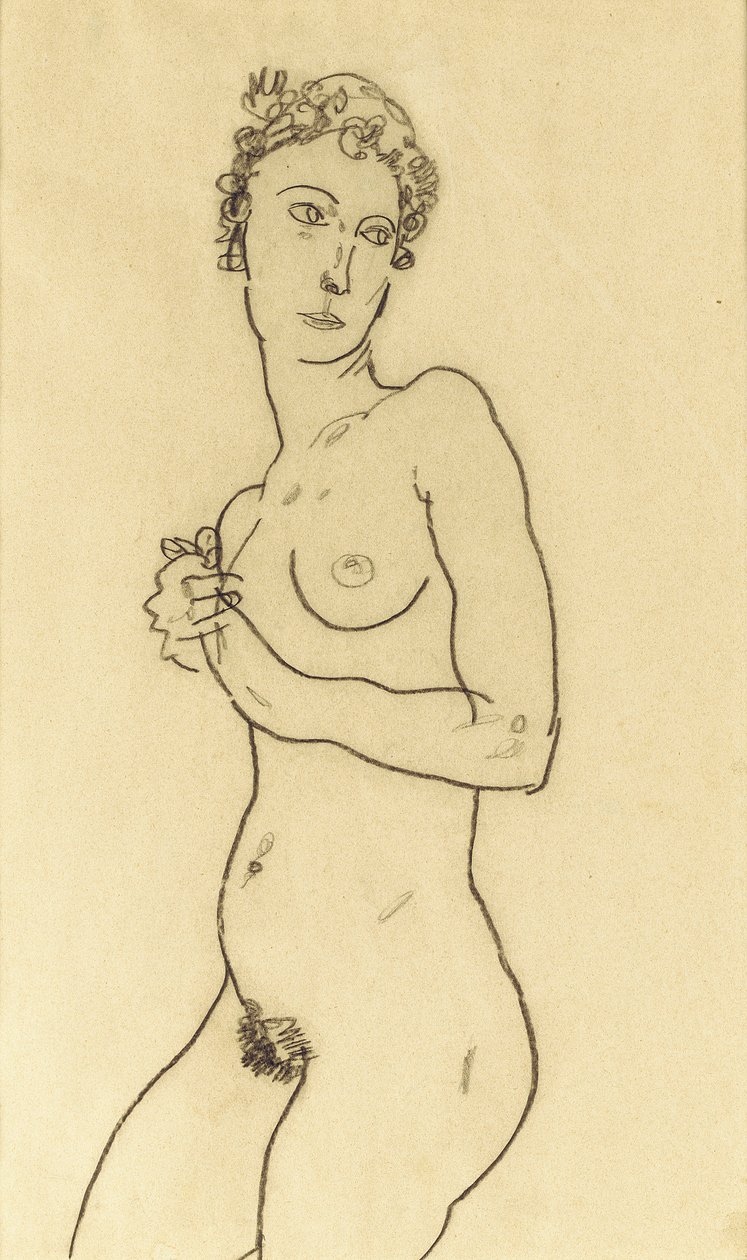 站立裸体，1918年 作者 埃贡·席勒（Egon Schiele）