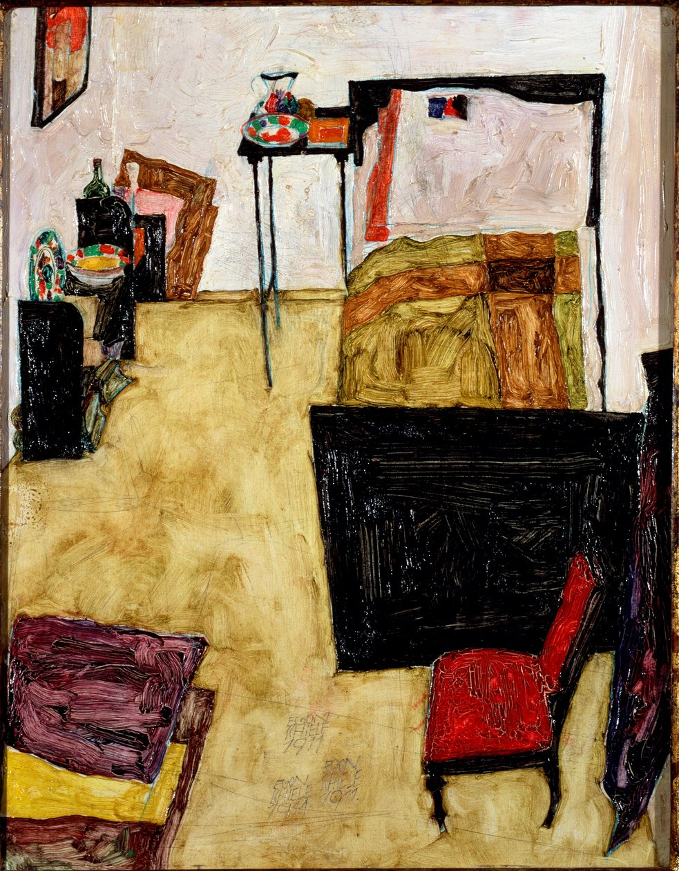 艺术家在Neulengbach的房间。由Egon Schiele绘画 作者 埃贡·席勒（Egon Schiele）