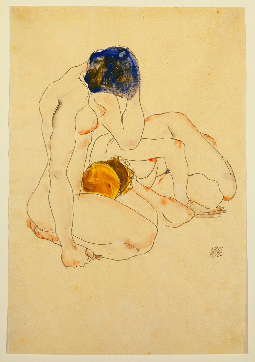 两个朋友，1912年 作者 埃贡·席勒（Egon Schiele）