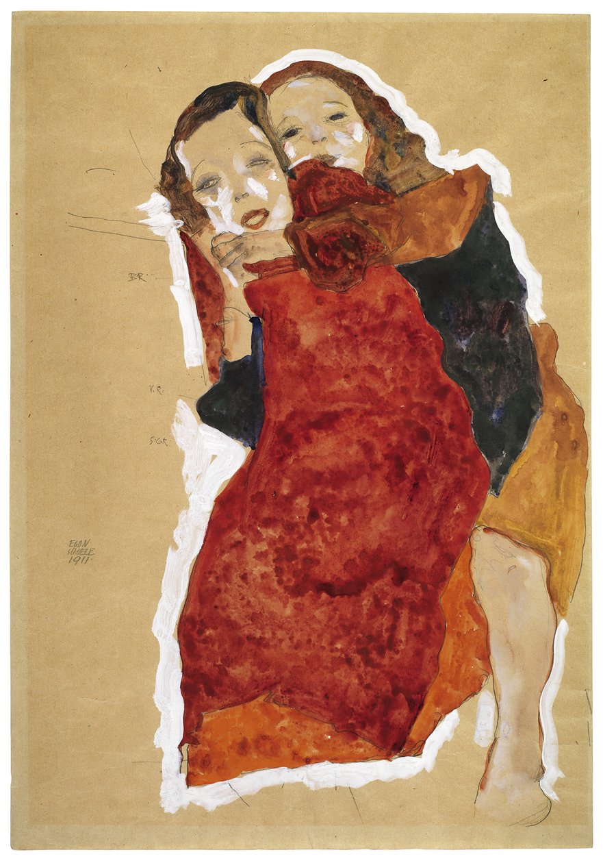 两个女孩，1911年 作者 埃贡·席勒（Egon Schiele）