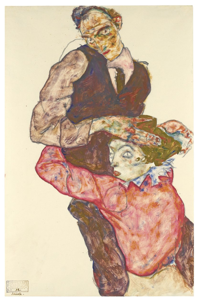 两个恋人与沃利的自画像，1914-1915年 作者 埃贡·席勒（Egon Schiele）