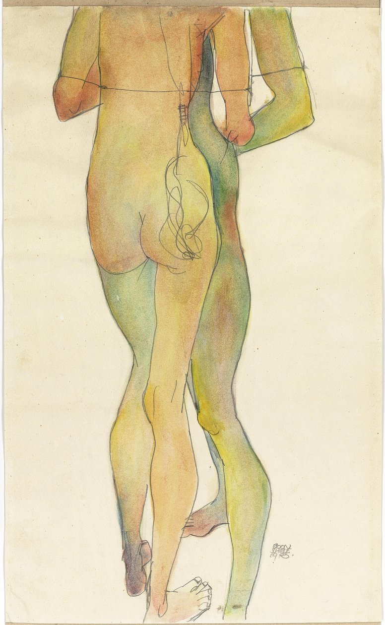 两个站立的裸体 作者 埃贡·席勒（Egon Schiele）