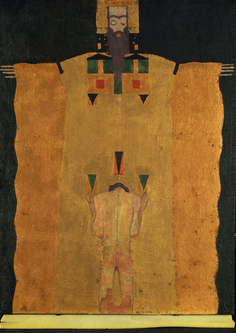 Vor Gottvater Knieender Jungling，1908年 作者 埃贡·席勒（Egon Schiele）