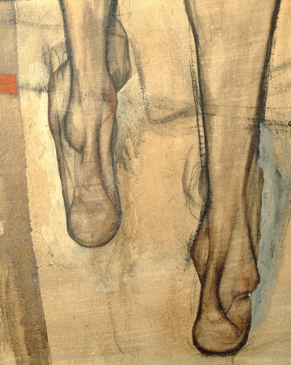 肩披围巾的裸女，残片...(布面油画） 作者 埃贡·席勒（Egon Schiele）