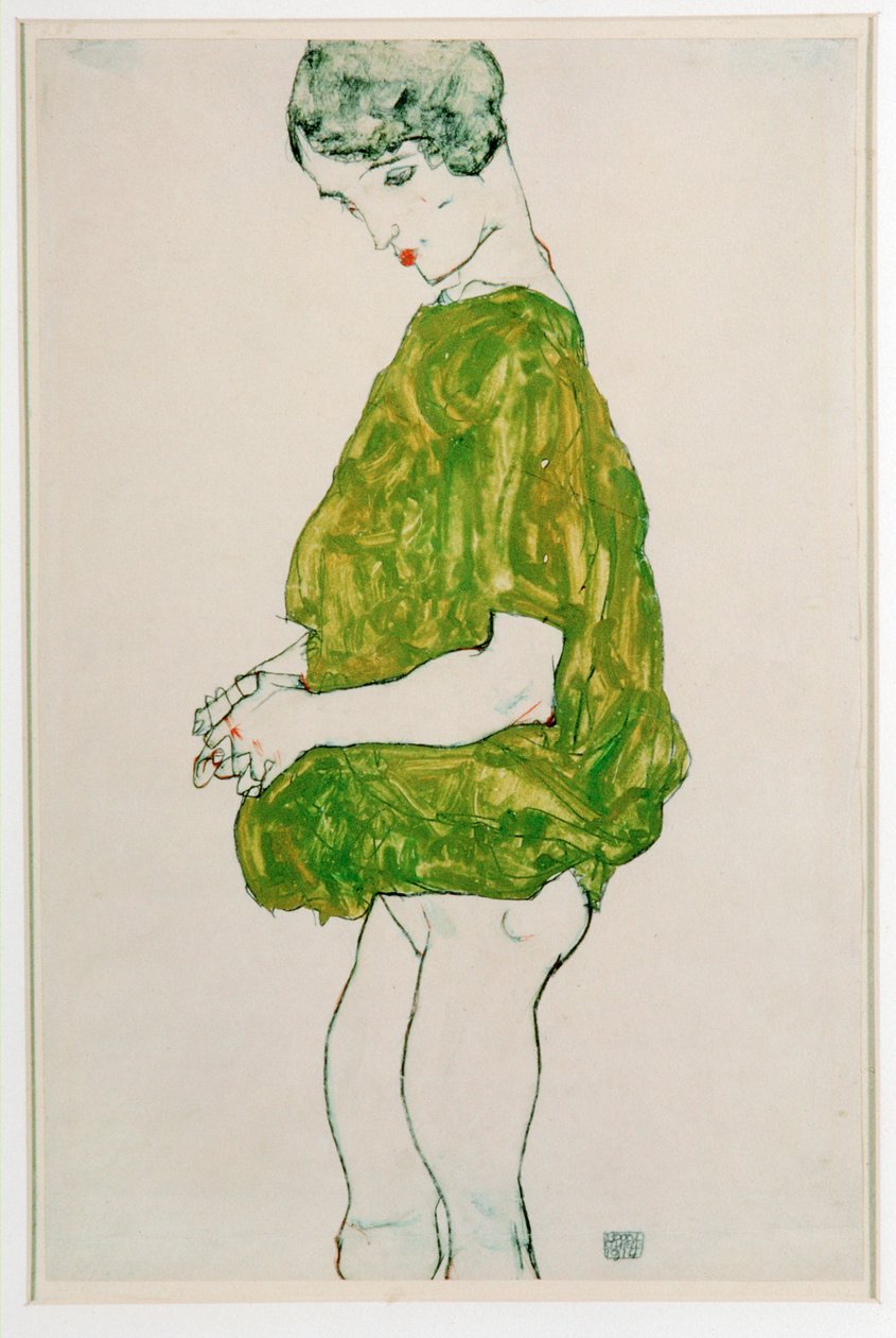 妇女，站立，双手合十 作者 埃贡·席勒（Egon Schiele）