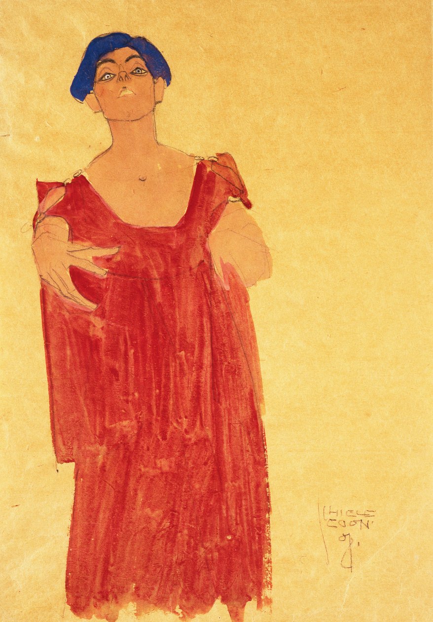 蓝头发的女人;蓝头发的女人，1918年 作者 埃贡·席勒（Egon Schiele）