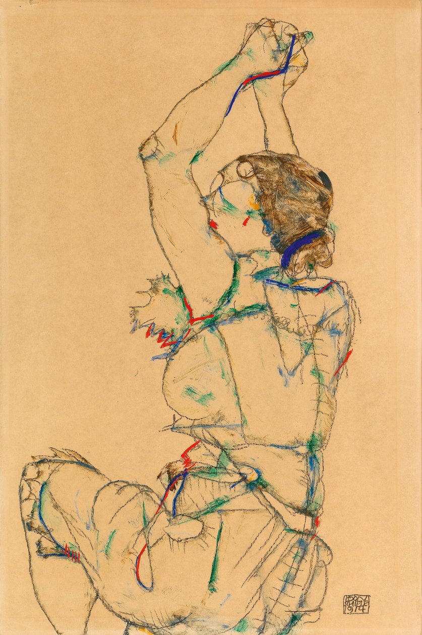 举起双臂的女人，1914年。 作者 埃贡·席勒（Egon Schiele）