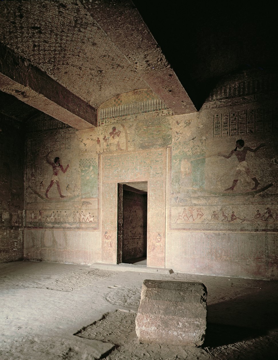 Khnumhotep III墓与壁画显示Khnumhotep和他的妻子在中国纸莎草沼泽捕鱼和打鸟 作者 埃及第十二王朝