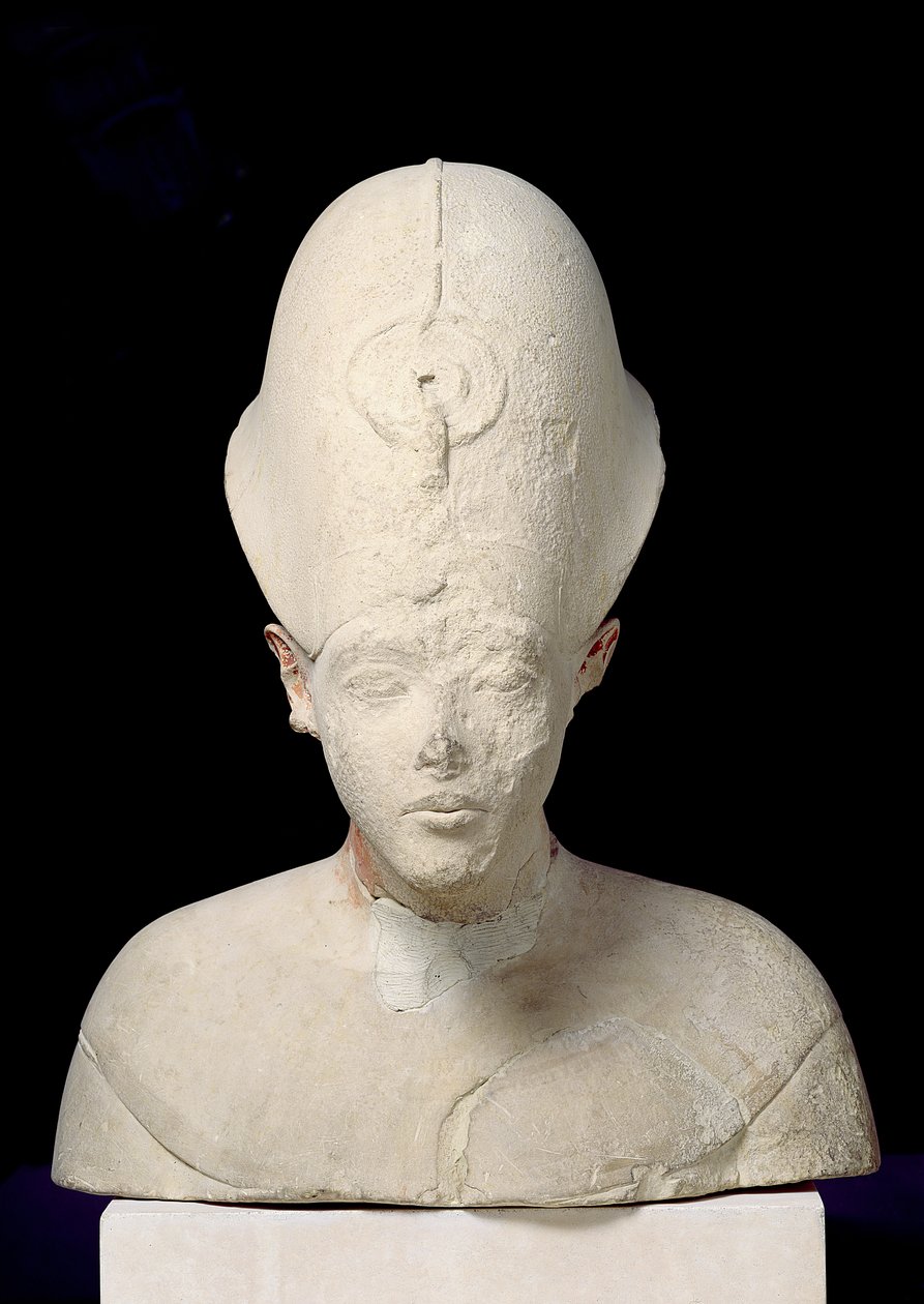 来自新王国Tell el-Amarna的Amenophis IV（Akhenaten）的半身像，公元前135-3-1337（石灰岩） 作者 埃及第十八王朝