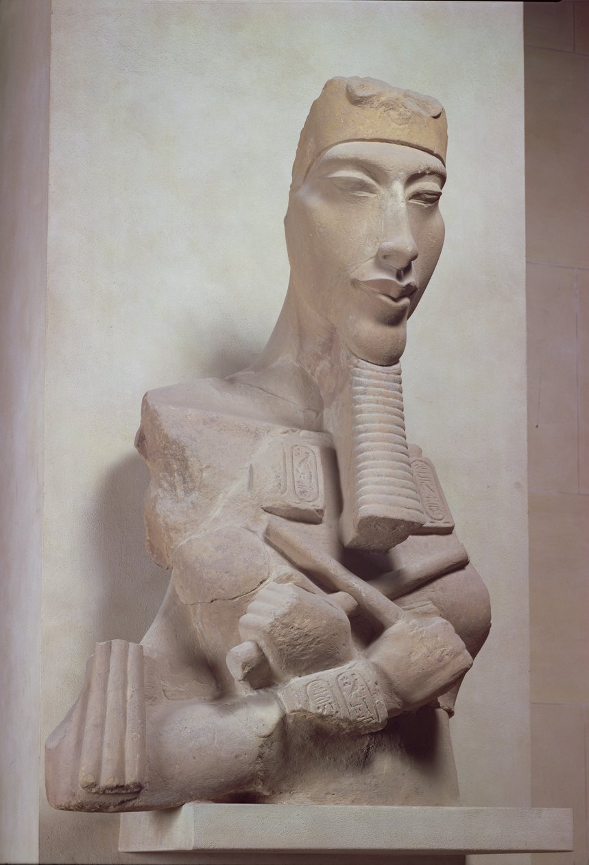 Akhenaten（公元前1365-1349）的Osirid支柱，来自Amenophis IV的太阳神庙，位于新王国卡纳克，公元前1350年（兵马俑） 作者 埃及第十八王朝