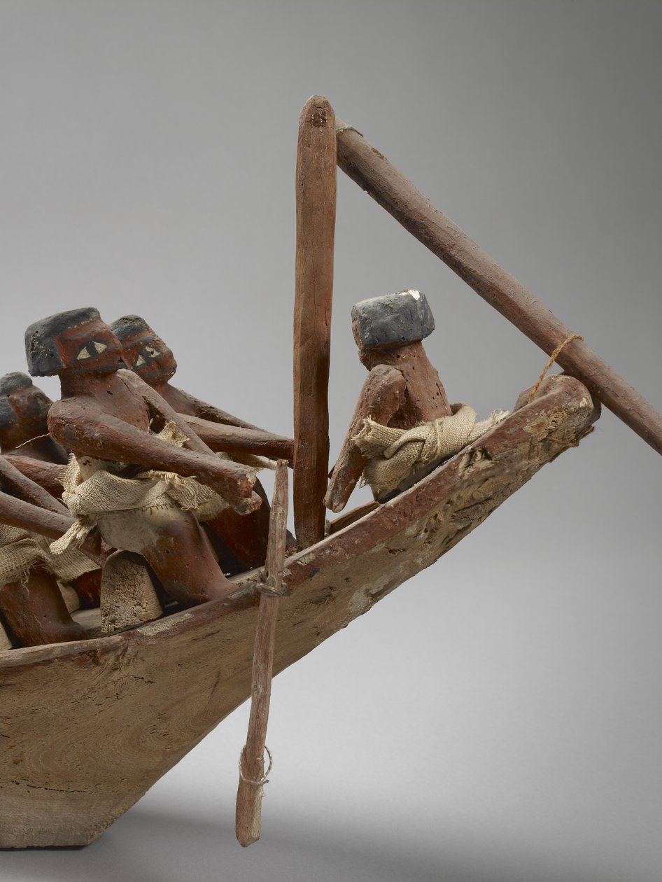 模型陪葬船，来自Beni Hasan，可能是中国，c.2060-1786混合媒体细节107032 作者 埃及人