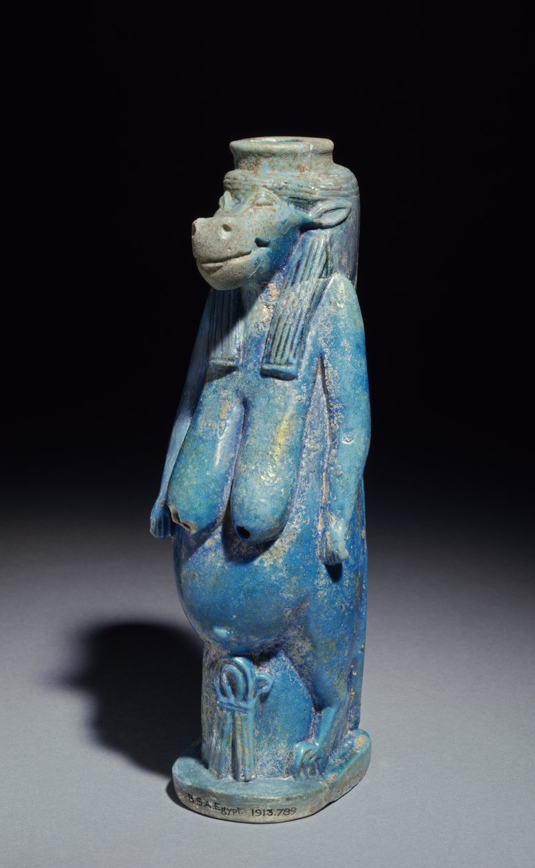 Taueret，河马女神，可能是晚期，公元前664-332（彩陶釉陶器） 作者 埃及人