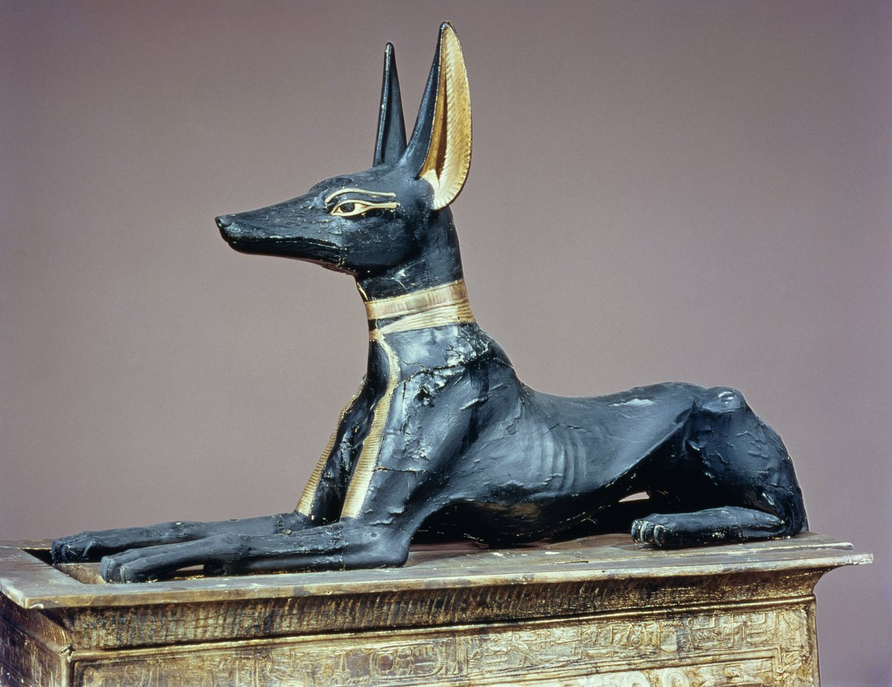 Anubis，埃及神的死神，来自一个神殿形式的胸部，来自图坦卡蒙墓（公元前1370-52）新王国（木头）（另见63054） 作者 埃及第十八王朝