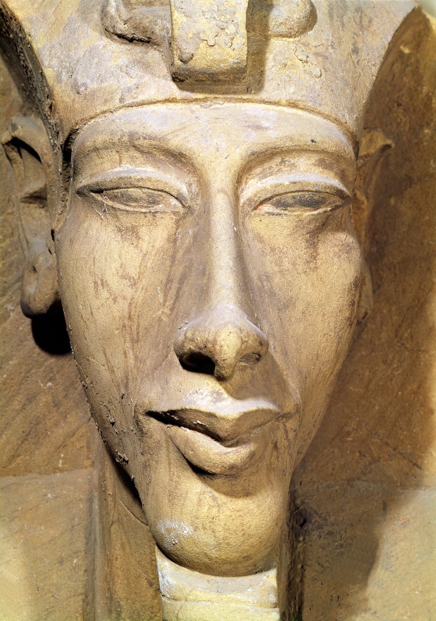 Amenophis IV（Akhenaten）（公元前1364-1347）的半身像，来自阿蒙神庙，卡纳克，公元前135-3-1337（砂岩）（详细） 作者 埃及第十八王朝