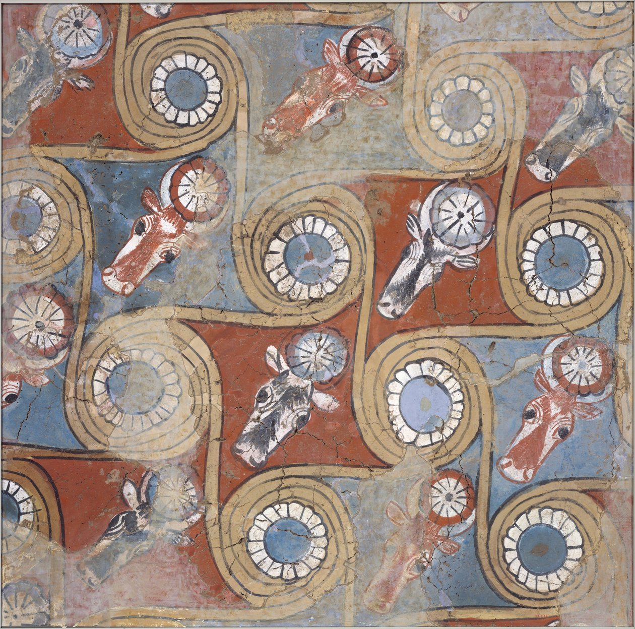 阿蒙霍特普三世宫殿的天花板画，c.1390-1353 BC（干泥，泥膏，石膏） 作者 埃及第十八王朝