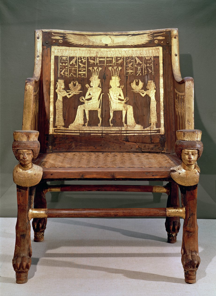 属于Satamun公主的椅子，新王国Amenophis III的女儿，约公元前1391-1353年（木材和镀金青铜） 作者 埃及第十八王朝