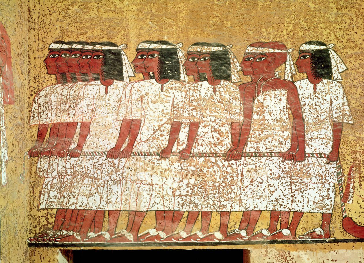 拉着国王灵柩的车队，出自图坦卡蒙墓（约公元前 1370-52 年）新王国（壁画） 作者 埃及第十八王朝