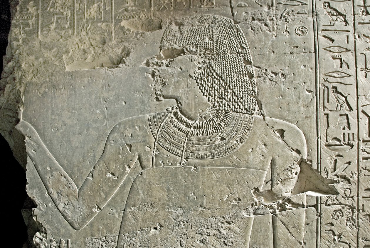 Egyptian antiquitis: representation of vizir Ramose. Low relief of his Tomb (18th dynasty). Luxor, Thebes, Tomb of Nobles Egypt 作者 埃及第十八王朝